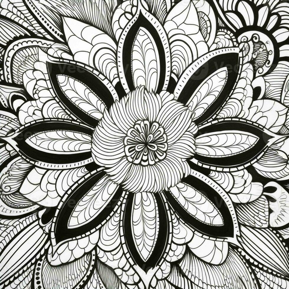 Blume Färbung Seiten Mandala Stil foto