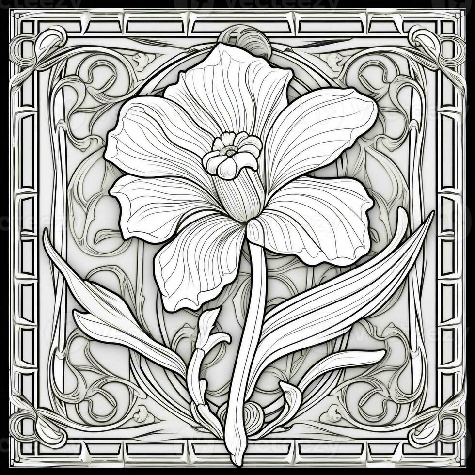 Glas Kunst Blume Färbung Seite Jugendstil Kunst Stil foto