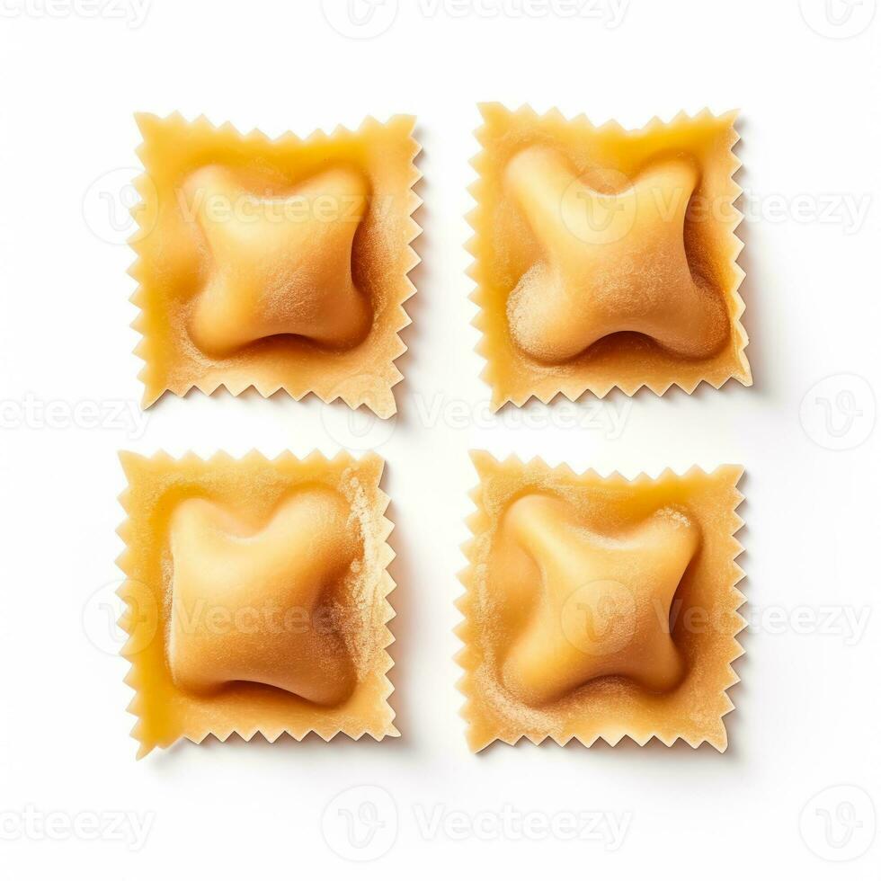 Ravioli Pasta isoliert auf Weiß Hintergrund oben Aussicht foto