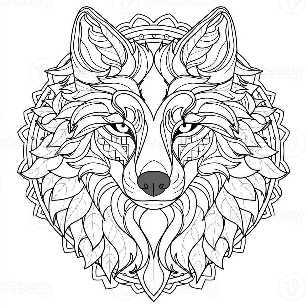 Mandala Wolf Färbung Seiten foto