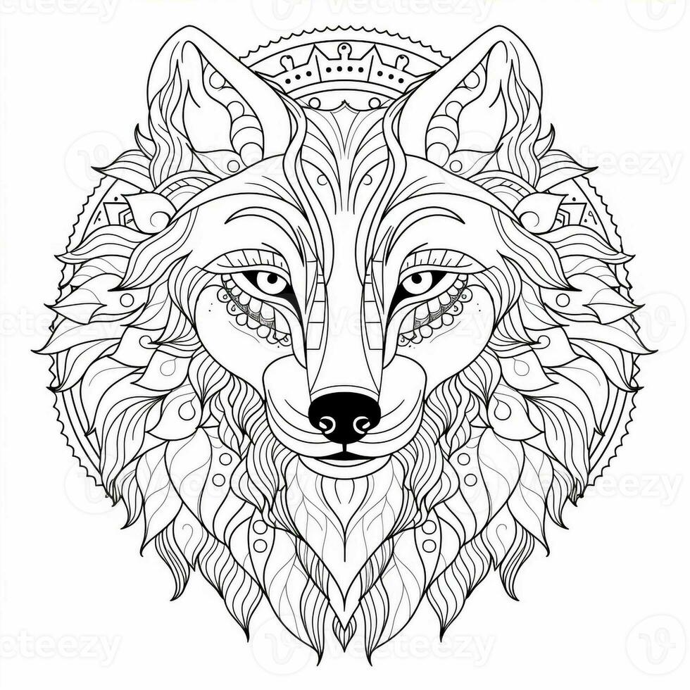 Mandala Wolf Färbung Seiten foto