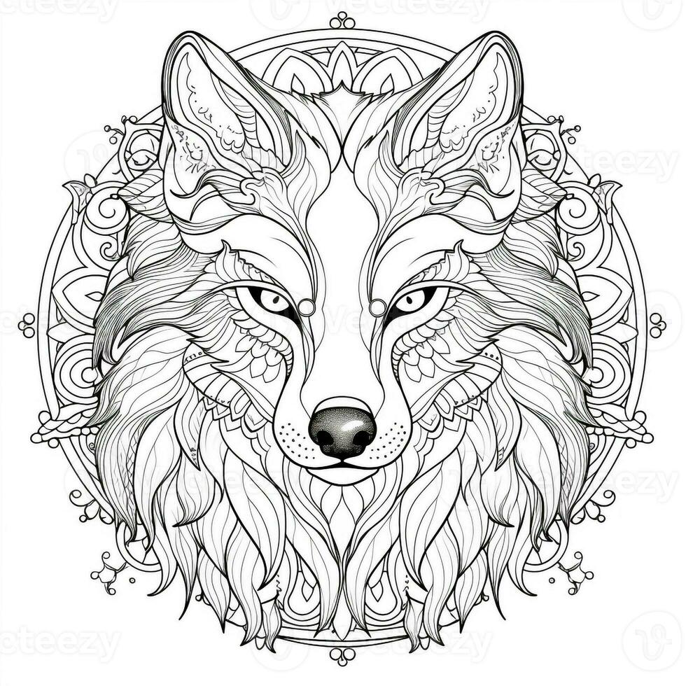 Mandala Wolf Färbung Seiten foto