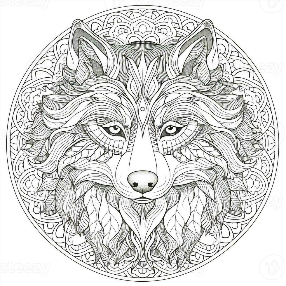 Mandala Wolf Färbung Seiten foto