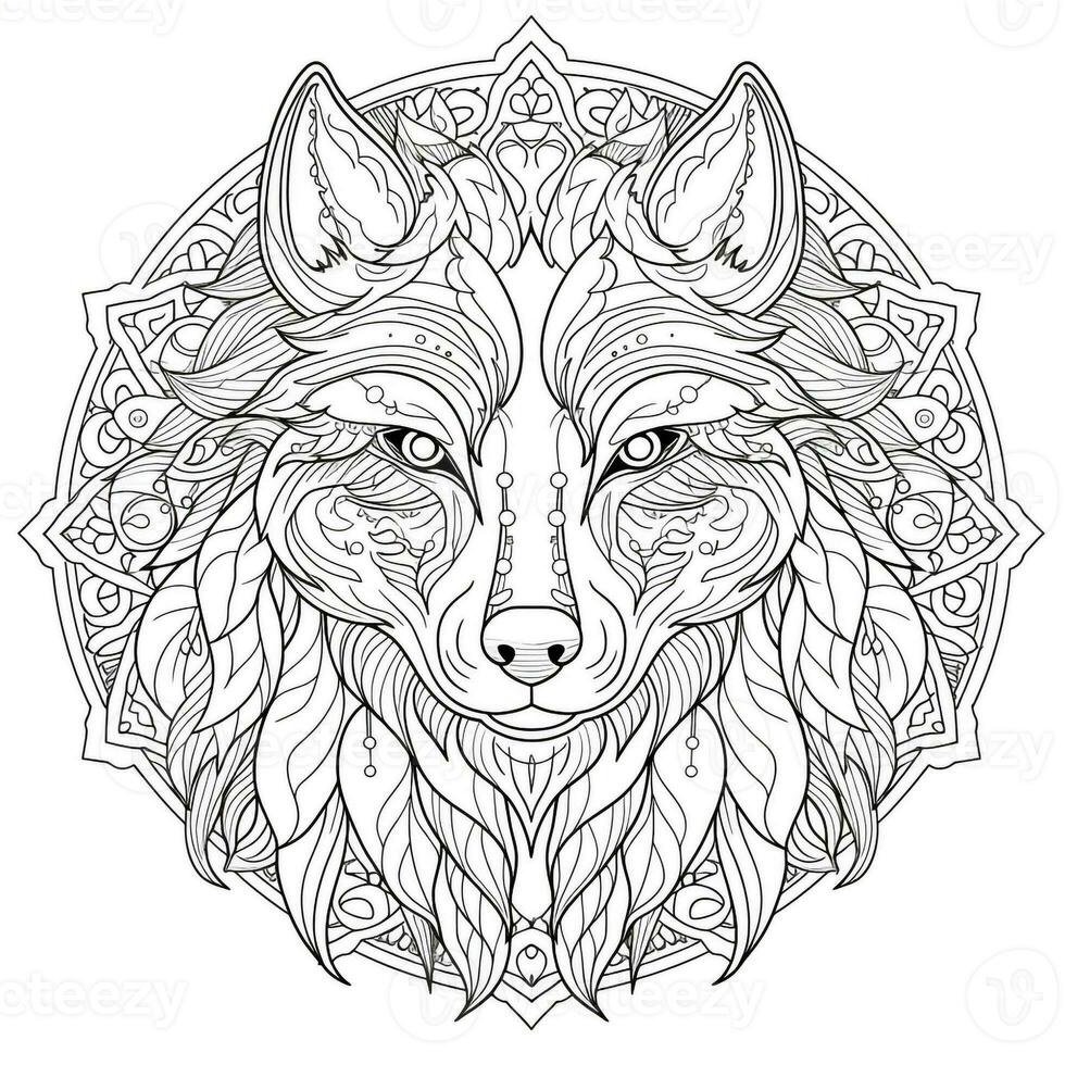 Mandala Wolf Färbung Seiten foto