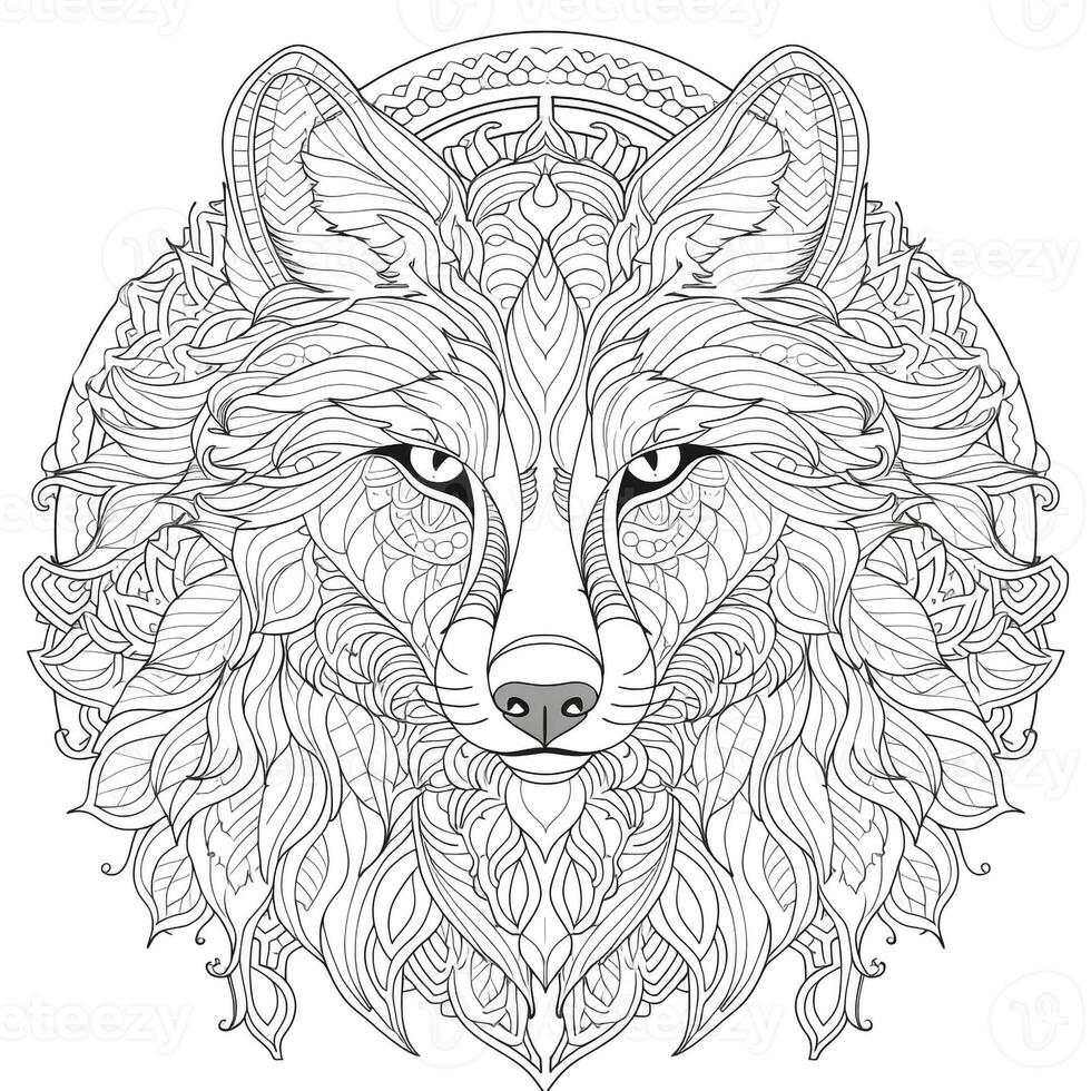 Mandala Wolf Färbung Seiten foto