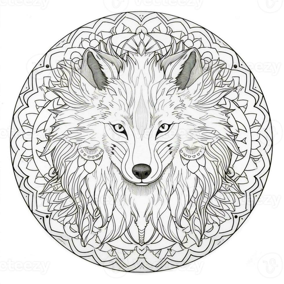 Mandala Wolf Färbung Seiten foto