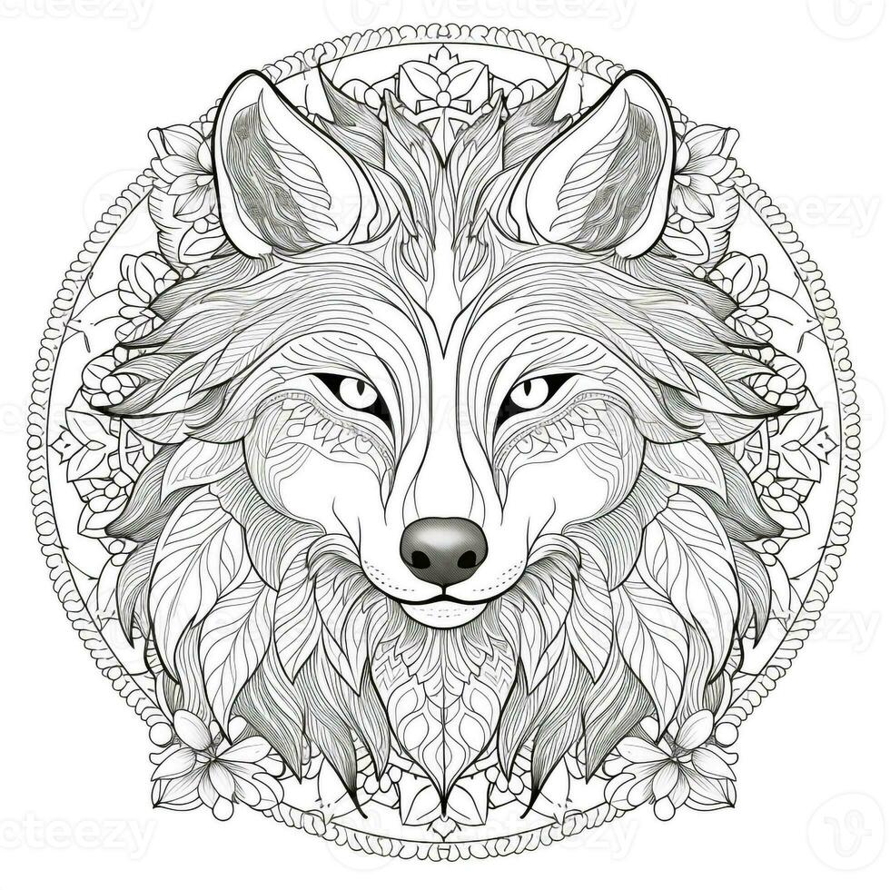 Mandala Wolf Färbung Seiten foto