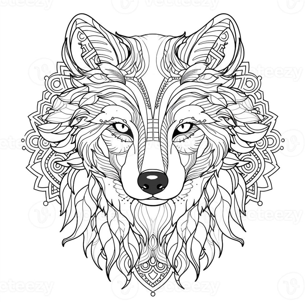 Mandala Wolf Färbung Seiten foto