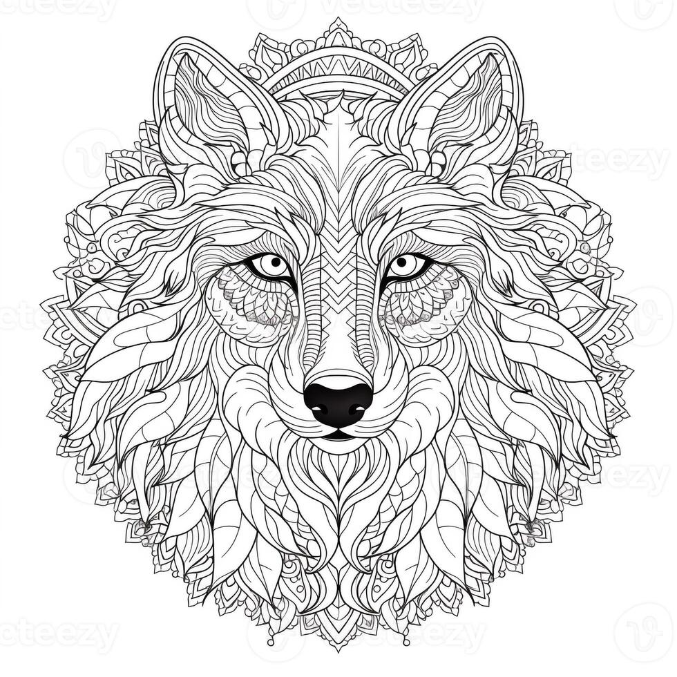 Mandala Wolf Färbung Seiten foto