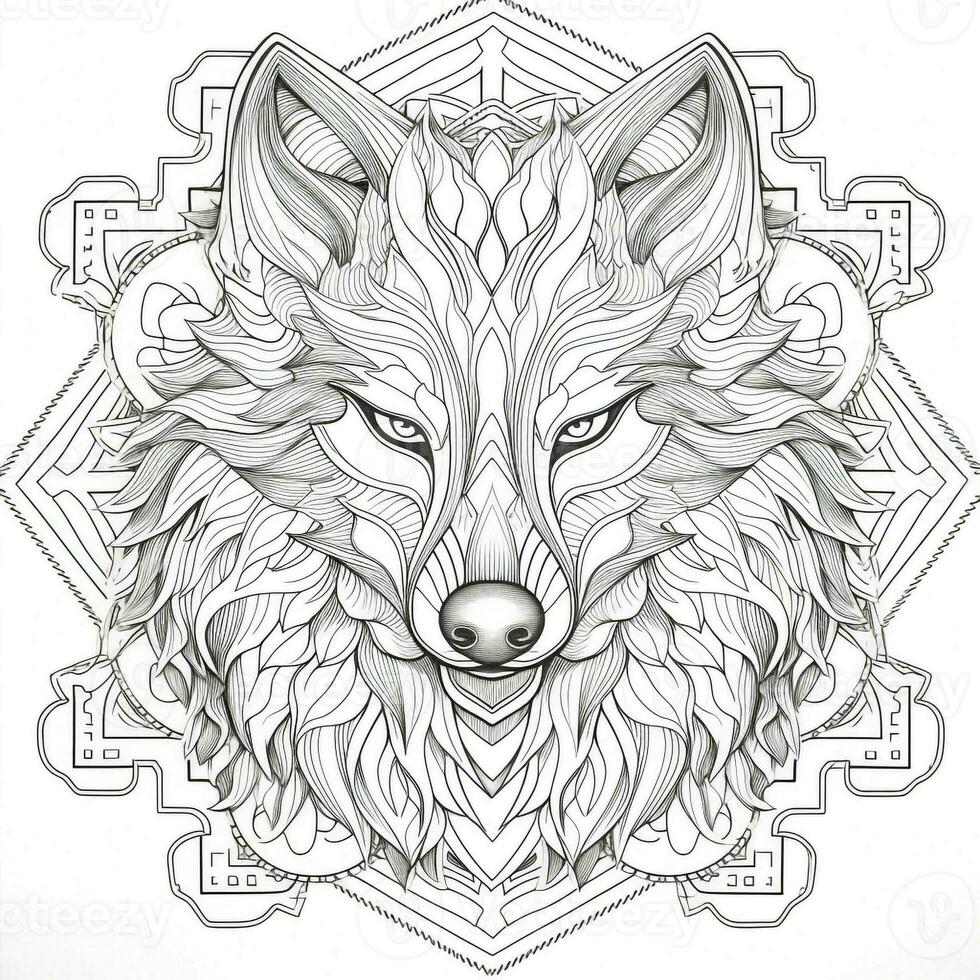 Mandala Wolf Färbung Seiten foto