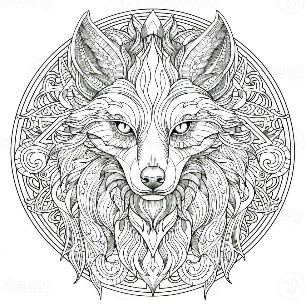 Mandala Wolf Färbung Seiten foto