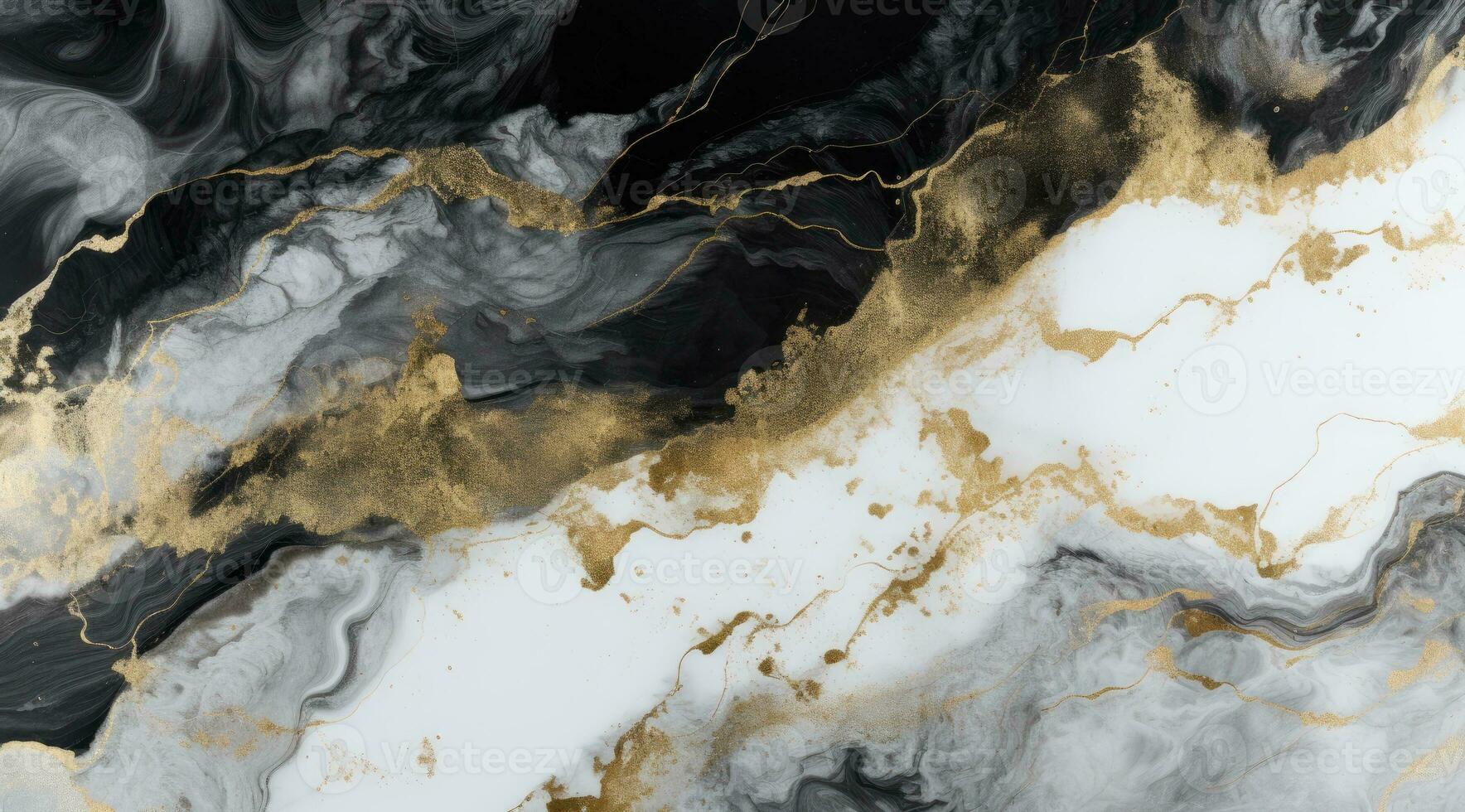 abstrakt marmoriert Hintergrund. luxuriös elegant schwarz und Weiß Marmor Stein Textur, mit Gold Einzelheiten. generativ ai foto