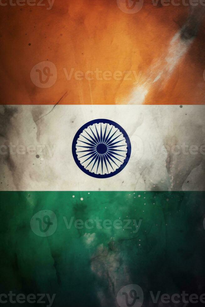 ein Poster mit indisch Flagge. Illustration ai generativ foto