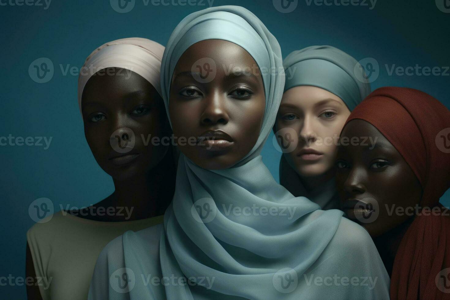 Porträt von islamisch Frauen im Kopftuch. generativ ai foto