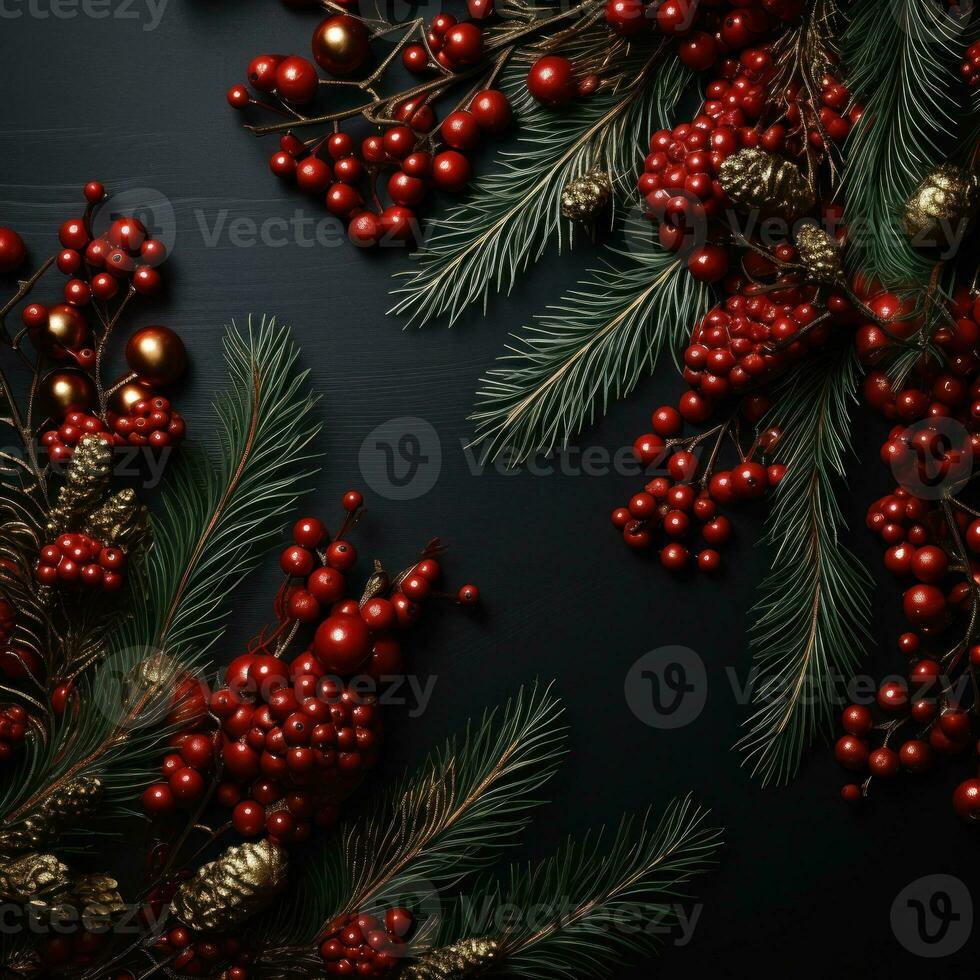 Weihnachten Hintergrund mit Tanne und Beeren foto