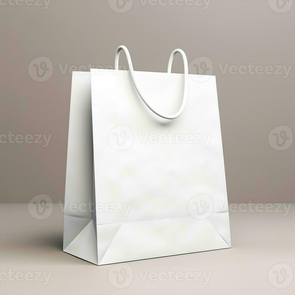 leer Weiß Papier Einkaufen Tasche Attrappe, Lehrmodell, Simulation foto