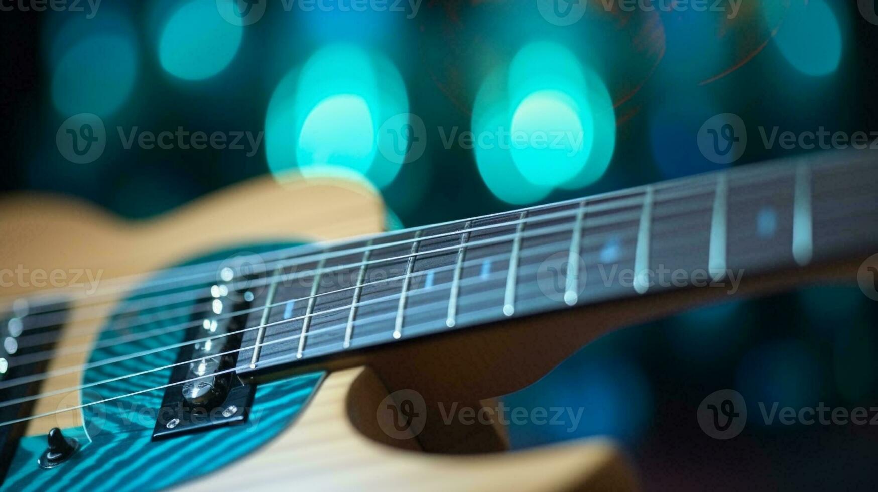 Fantasie elektrisch Gitarre, kreativ Explosion auf schön Hintergrund. ai generativ. foto