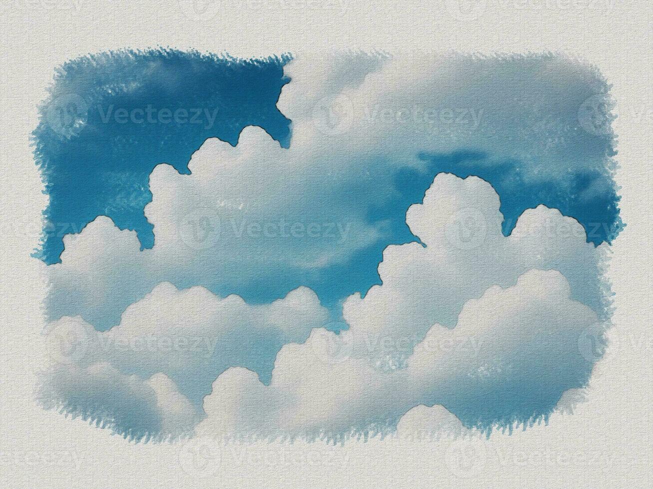 Aquarell Weiß Wolken im das Himmel Kunst Illustration auf Weiß Papier Textur Hintergrund foto