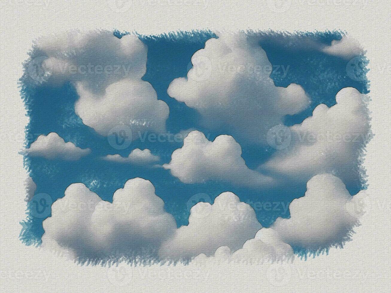 Aquarell Weiß Wolken im das Himmel Kunst Illustration auf Weiß Papier Textur Hintergrund foto