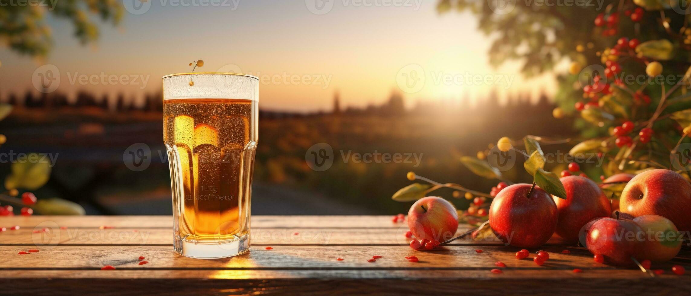 Apfel Apfelwein auf Tabelle mit Äpfel foto