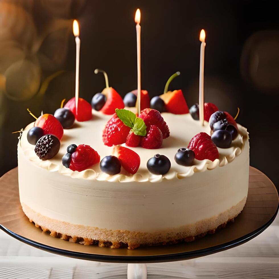 Kuchen schließen oben im das Hintergrund von das Feier Schokolade Dessert generativ ai foto