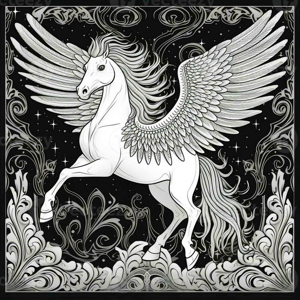 Pegasus Färbung Seiten foto