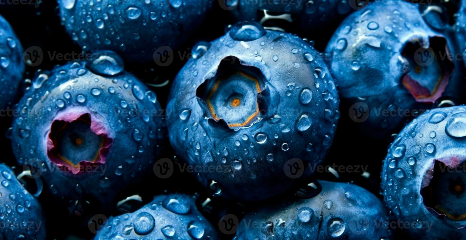 frisch reif groß Blaubeeren, Öko Hintergrund - - ai generiert Bild foto