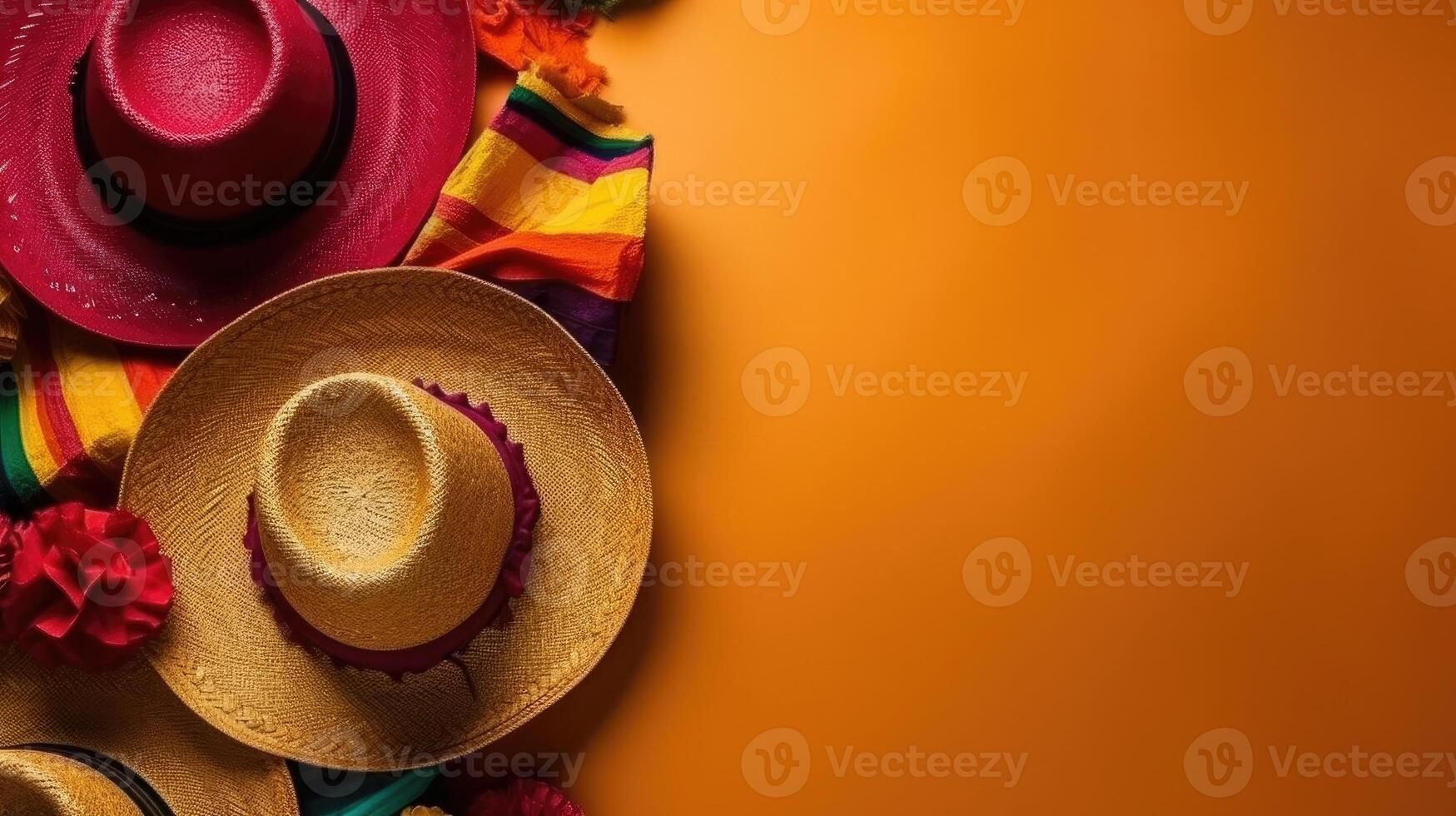 oben Aussicht cinco de Mayo Banner auf Pastell- Hintergrund, ai generativ foto