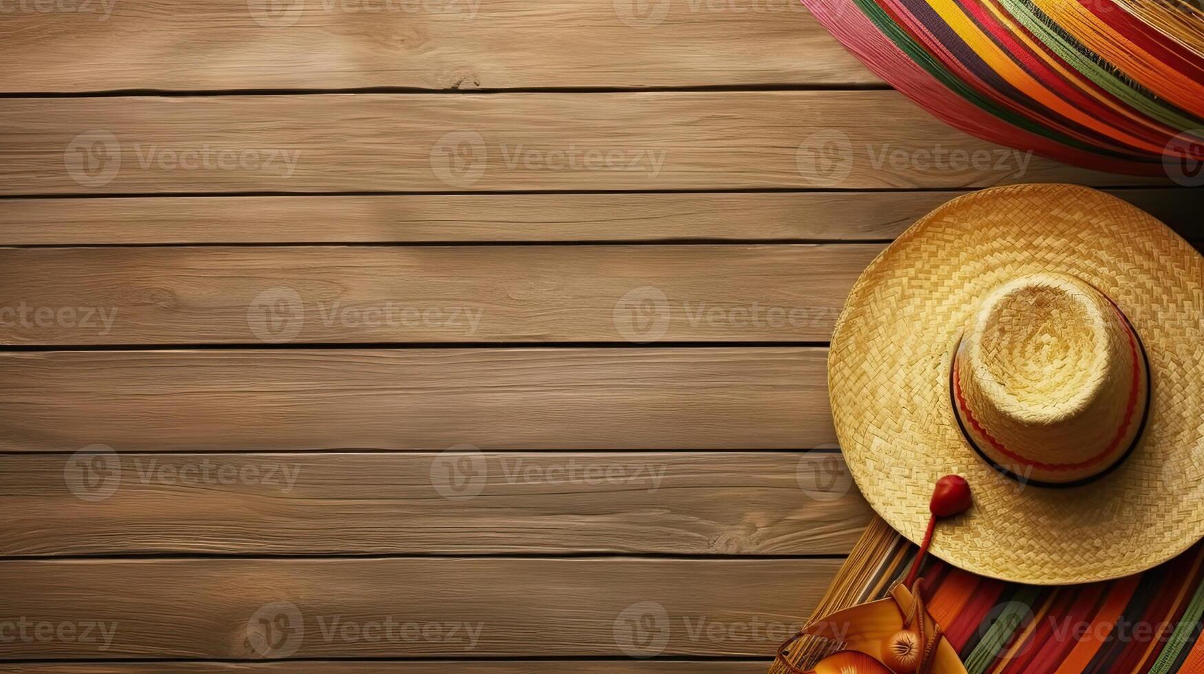 cinco de Mayo zum Verkauf Banner Hintergrund mit runden Hut und cinco de Mayo Ornament, ai generativ foto