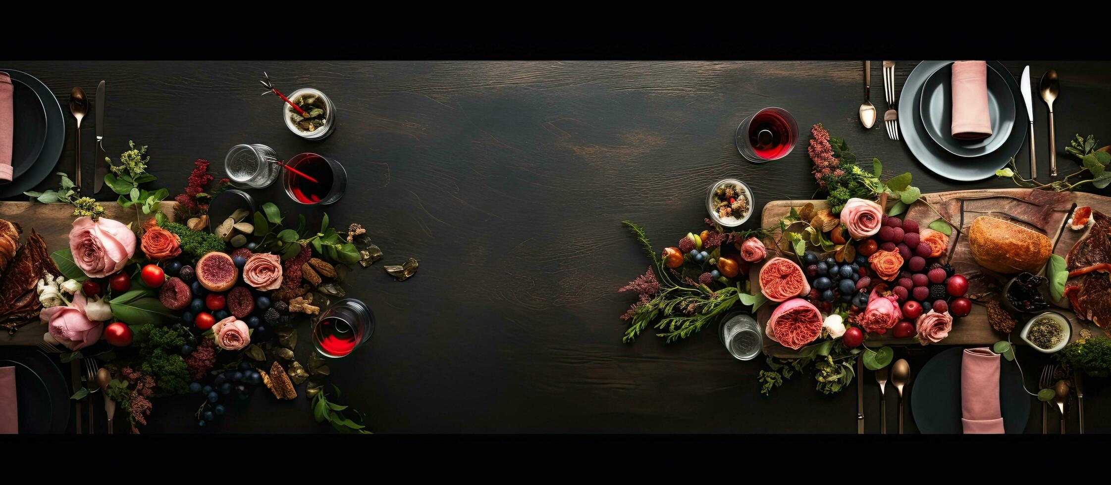 Foto von köstlich und appetitlich Essen Verbreitung auf ein Tabelle mit Kopieren Raum