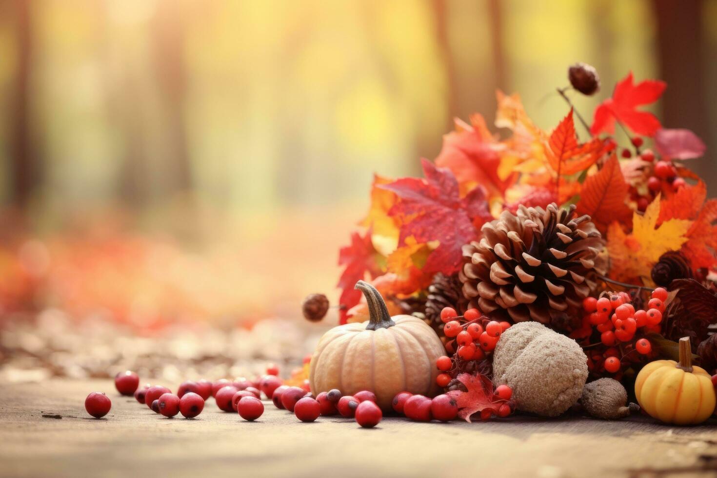 Herbst Komposition mit Kopieren Raum ai generativ foto