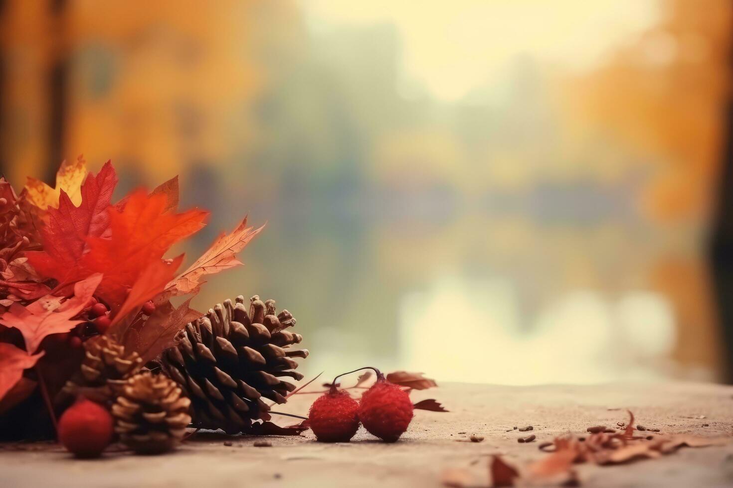 Herbst Komposition mit Kopieren Raum ai generativ foto