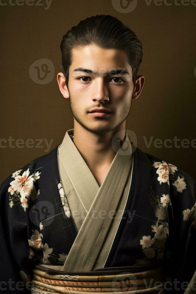 Studio Schuss von jung asiatisch Mann dynamisch emotional Gesten ai generativ foto