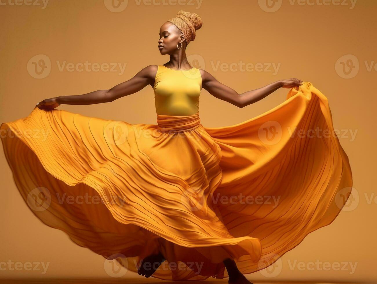 Studio Schuss von afrikanisch Frau dynamisch emotional Gesten ai generativ foto