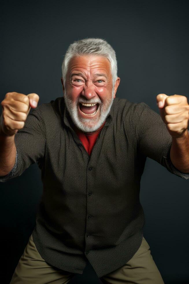 gut aussehend Mann emotional dynamisch Pose ai generativ foto