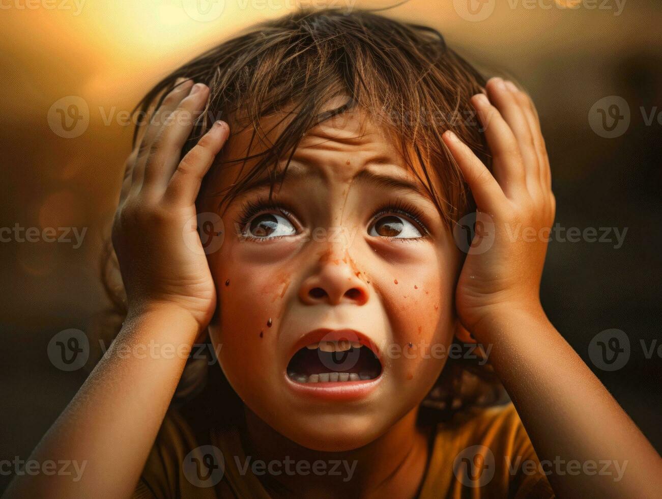 Foto von emotional dynamisch Pose brasilianisch Kind im Schule ai generativ