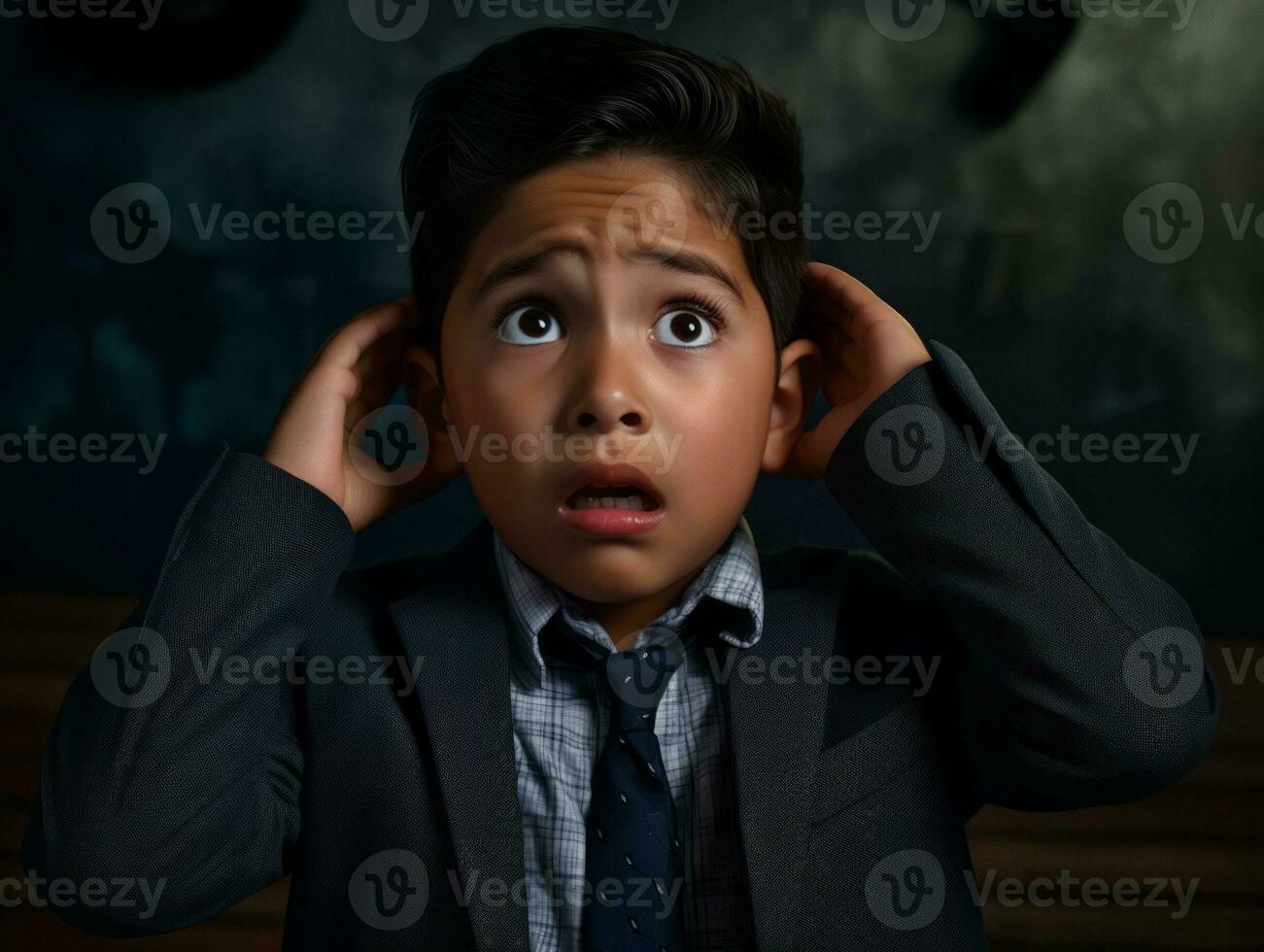 Foto von emotional dynamisch Pose Mexikaner Kind im Schule ai generativ