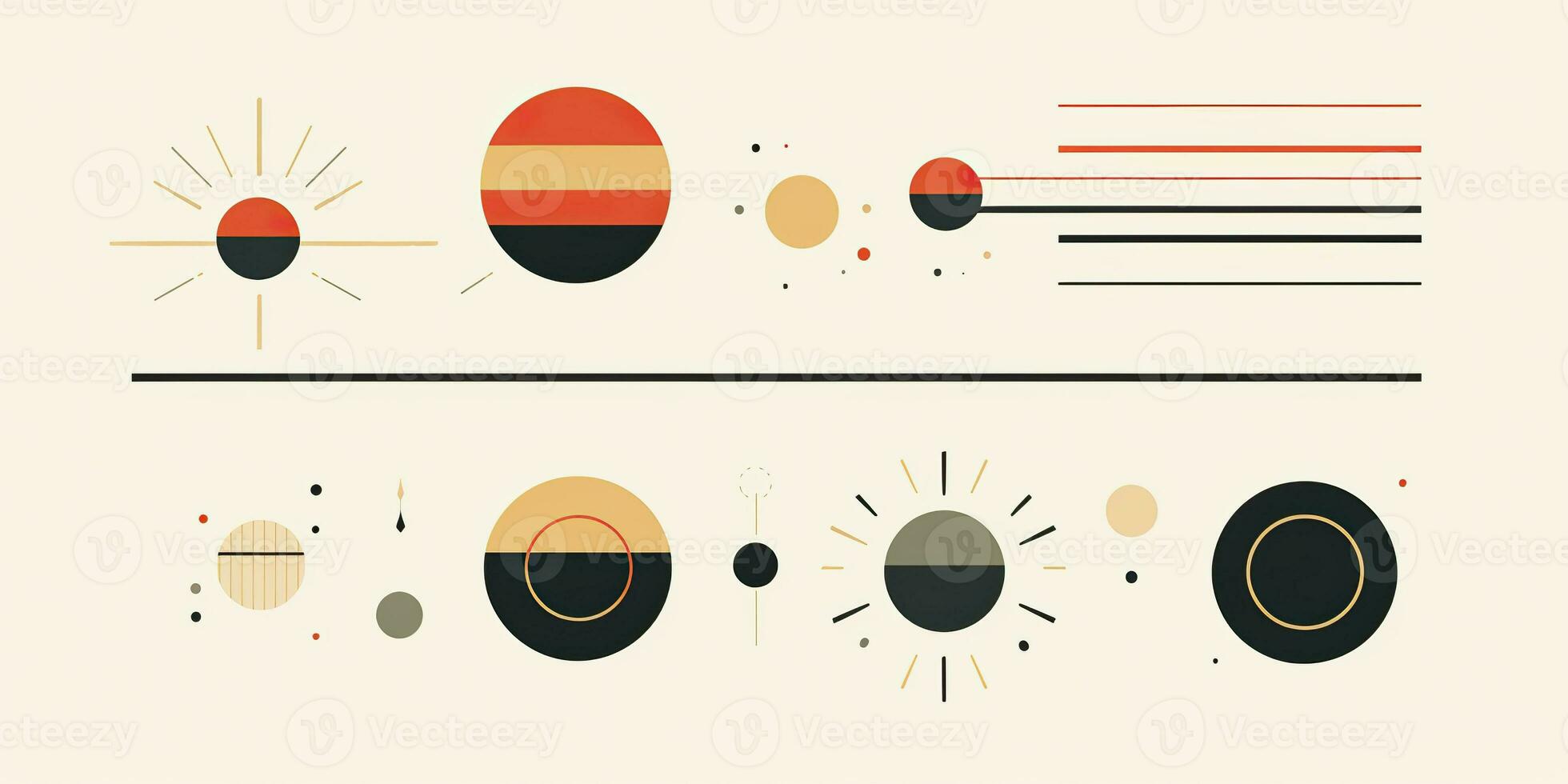 ai generiert. ai generativ. abstrakt geometrisch gestalten runden Poster Galaxis Raum Universum im minimal Stil. Grafik Kunst foto