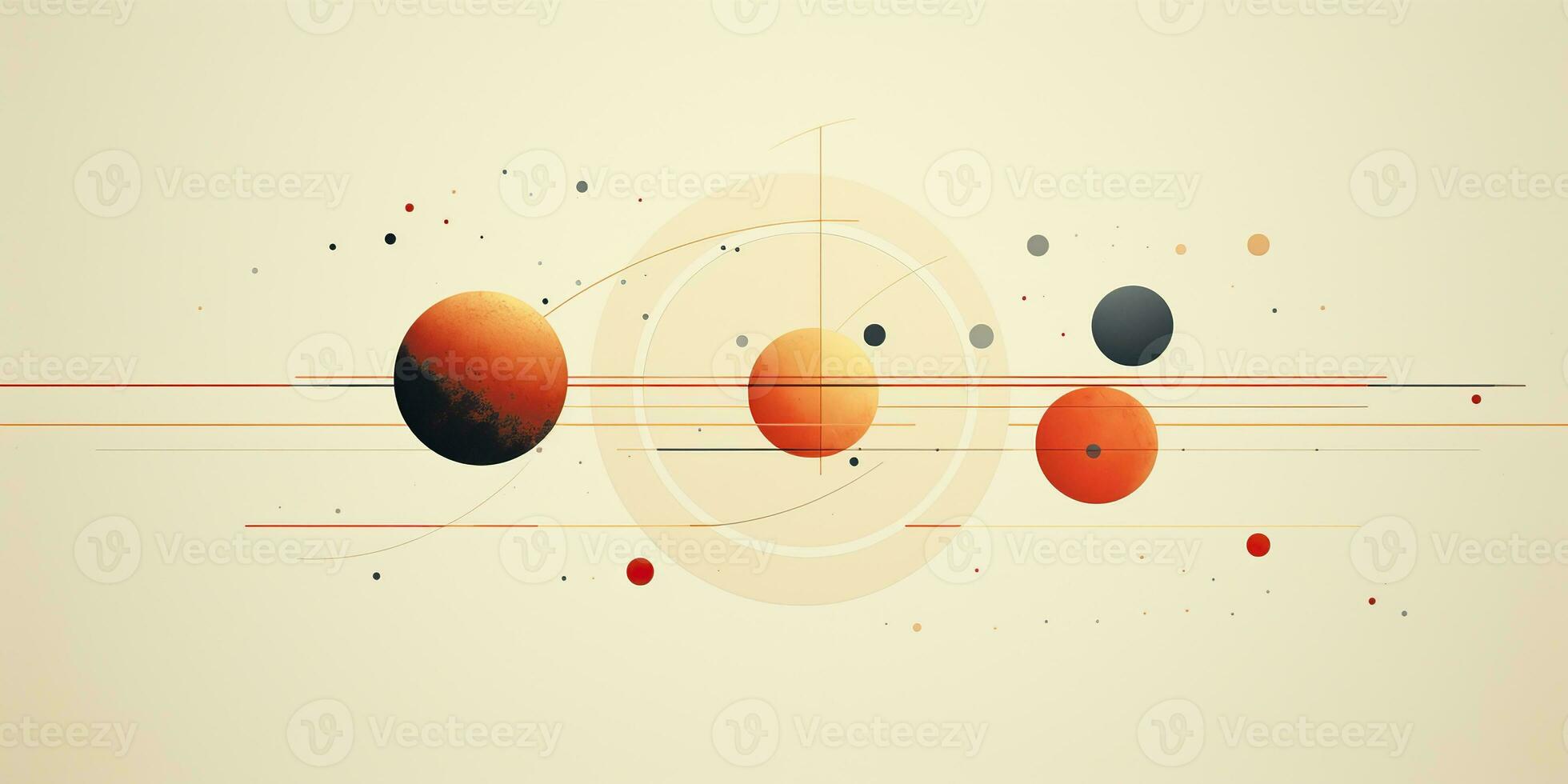 ai generiert. ai generativ. abstrakt geometrisch gestalten runden Poster Galaxis Raum Universum im minimal Stil. Grafik Kunst foto