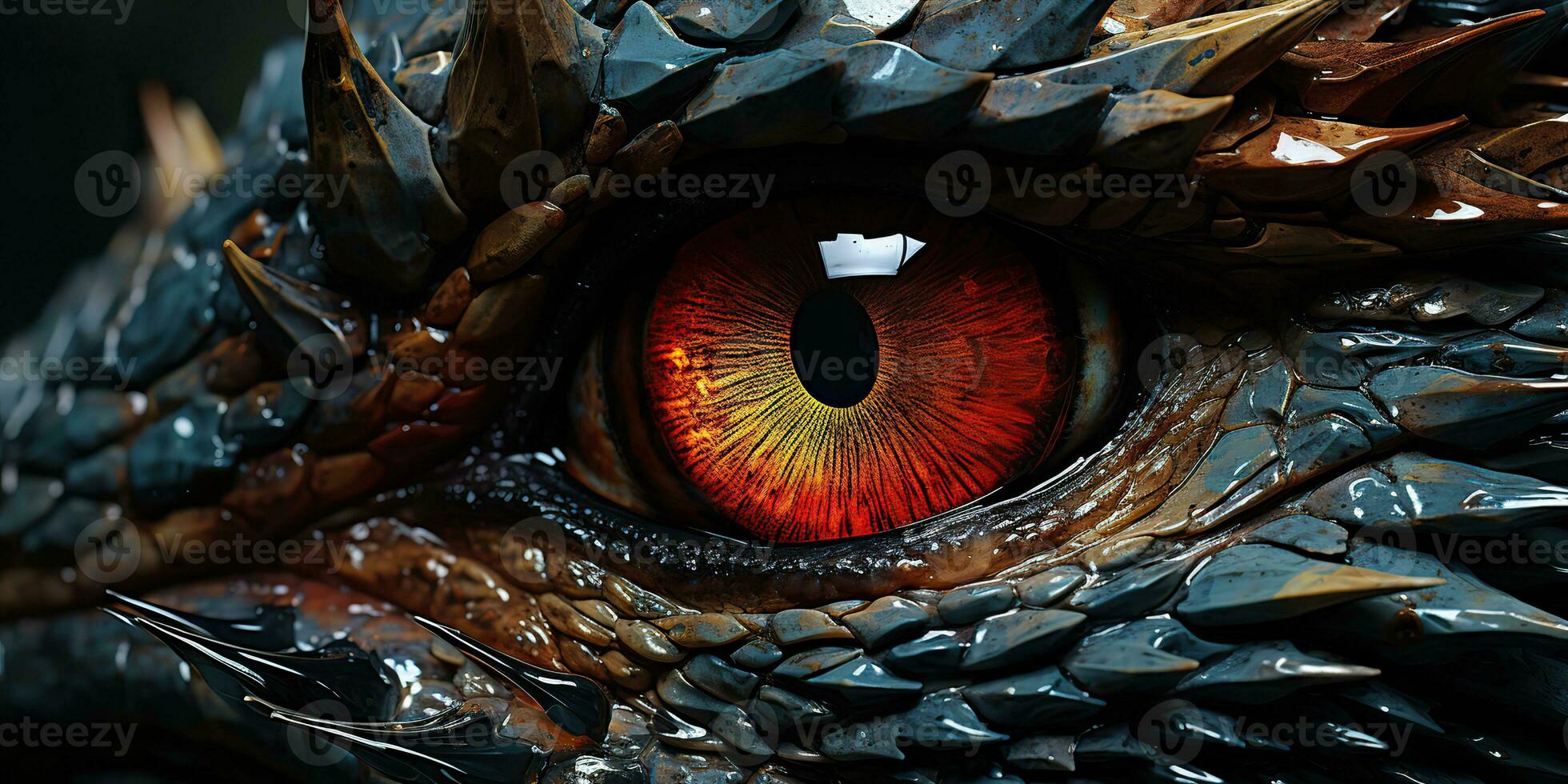 ai generiert. ai generativ. Mythos Fantasie Drachen Auge. Makro schließen oben Illustration Dekoration Grafik Kunst. Grafik Kunst foto