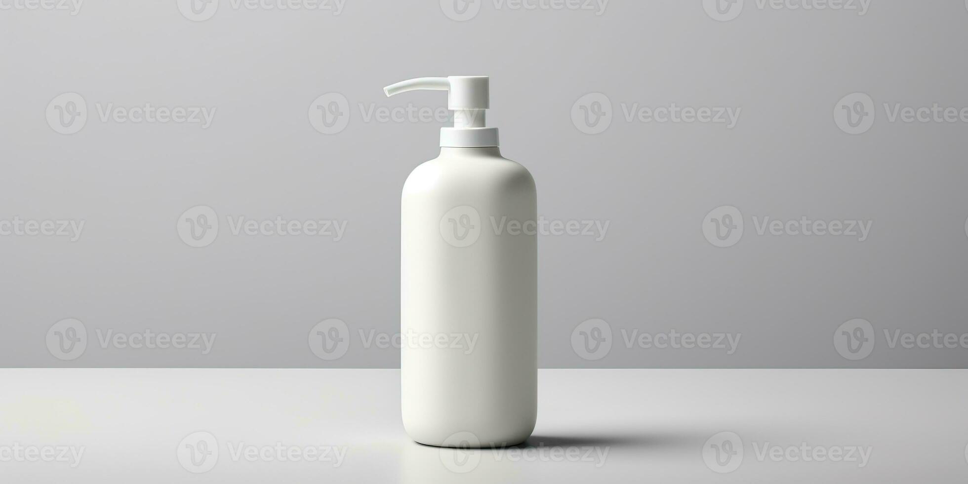 ai generiert. ai generativ. Weiß kosmetisch Flasche Container Konzept Weiß Dekoration Attrappe, Lehrmodell, Simulation spotten oben Hintergrund. Grafik Kunst foto
