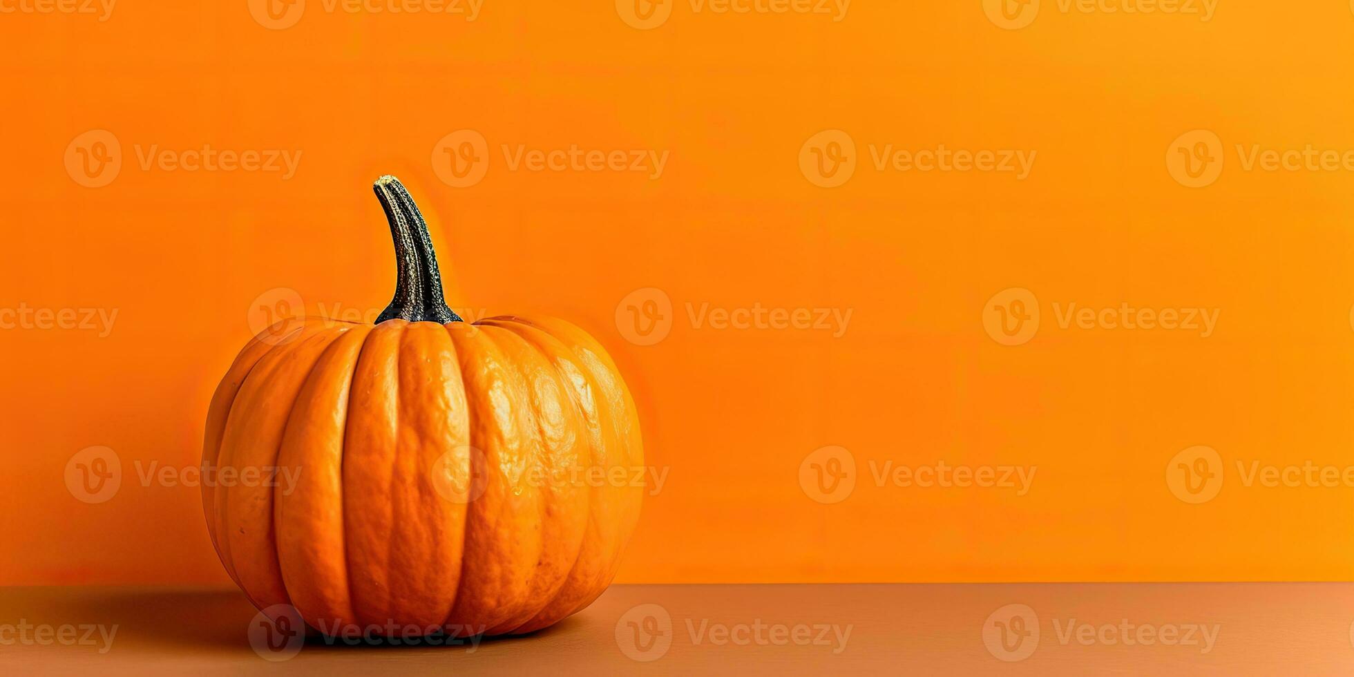 ai generiert. ai generativ. Orange Kürbis beim Mauer spotten oben Hintergrund Dekoration. Halloween das Erntedankfest Urlaub Amerika. Grafik Kunst foto