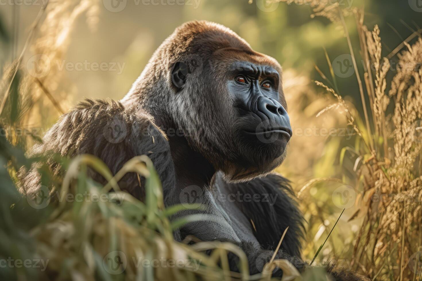 Gorilla im Natur, National Erdkunde, breit Leben Tiere. ai generiert. foto