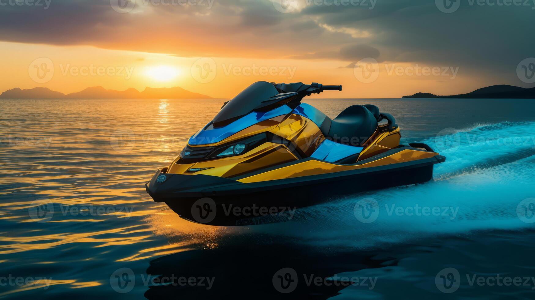 Jet Ski von ein schön Transport mit futuristisch Design. ai generiert. foto