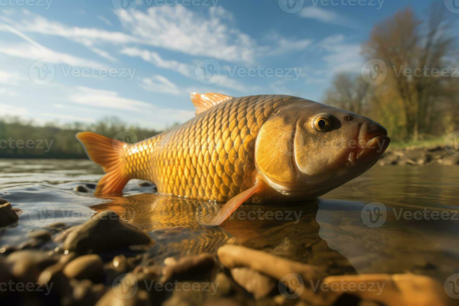 Karpfen im Natur, National Erdkunde, breit Leben Tiere. ai generiert. foto