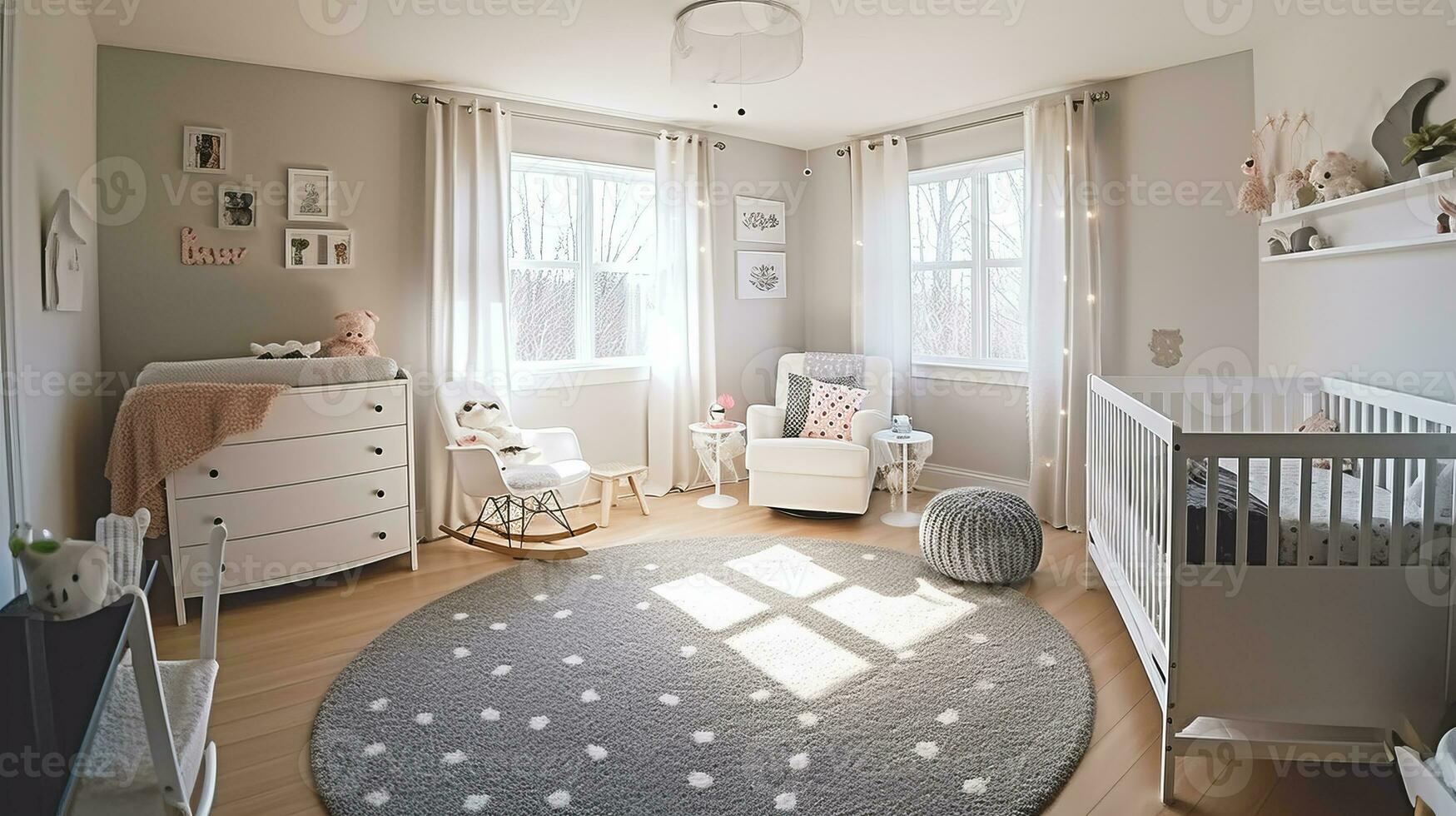 das Kindergarten Zimmer von ein schön hell modern Stil Haus. ai generiert. foto