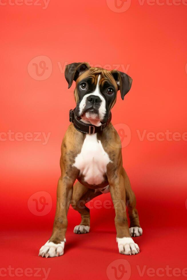 sehr süß Hündchen Boxer im Natur, National Erdkunde, breit Leben Tiere. ai generiert. foto