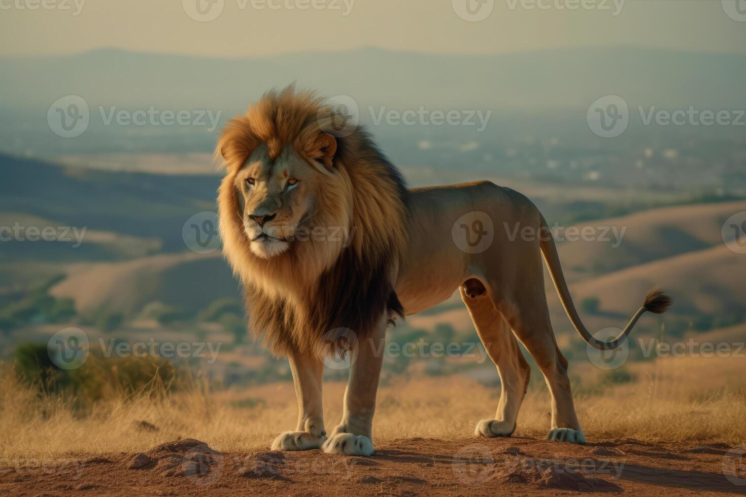 Löwe im Natur, National Erdkunde, breit Leben Tiere. ai generiert. foto