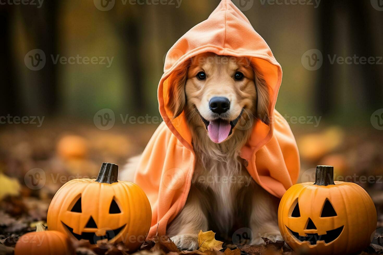 ein golden Retriever Hund tragen ein Halloween Kostüm foto