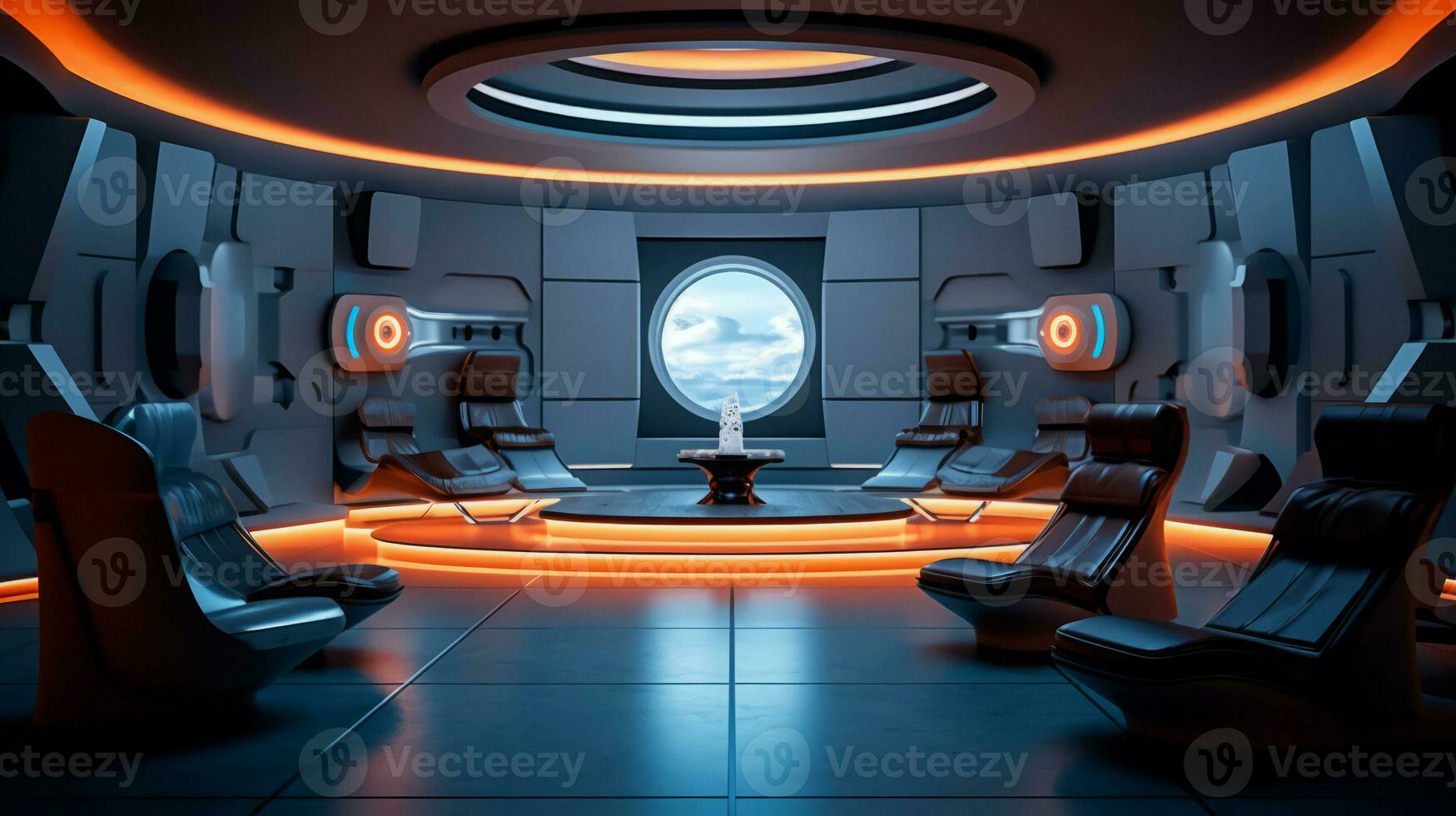 Medien Zimmer von ein schön futuristisch Design. ai generiert. foto